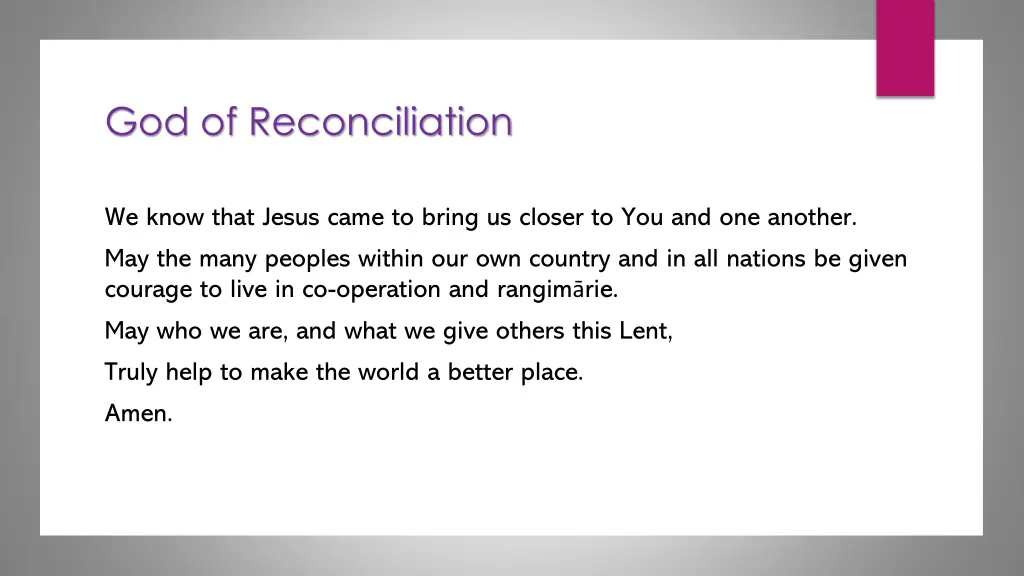 god of reconciliation