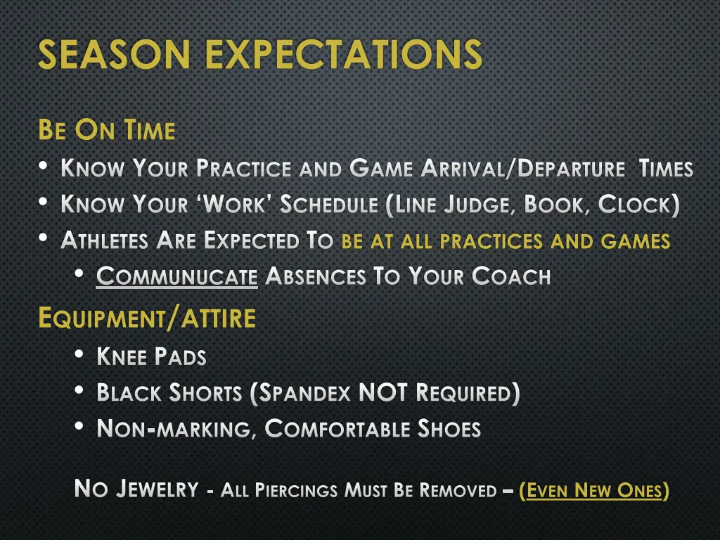 season expectations