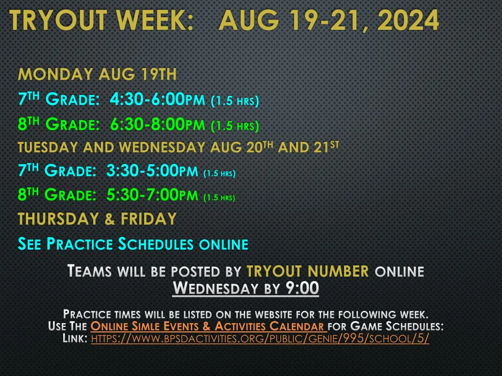 tryout week aug 19 21 2024