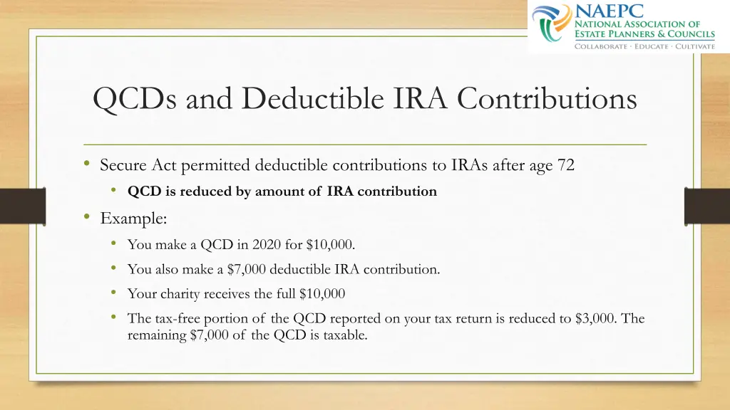 qcds and deductible ira contributions