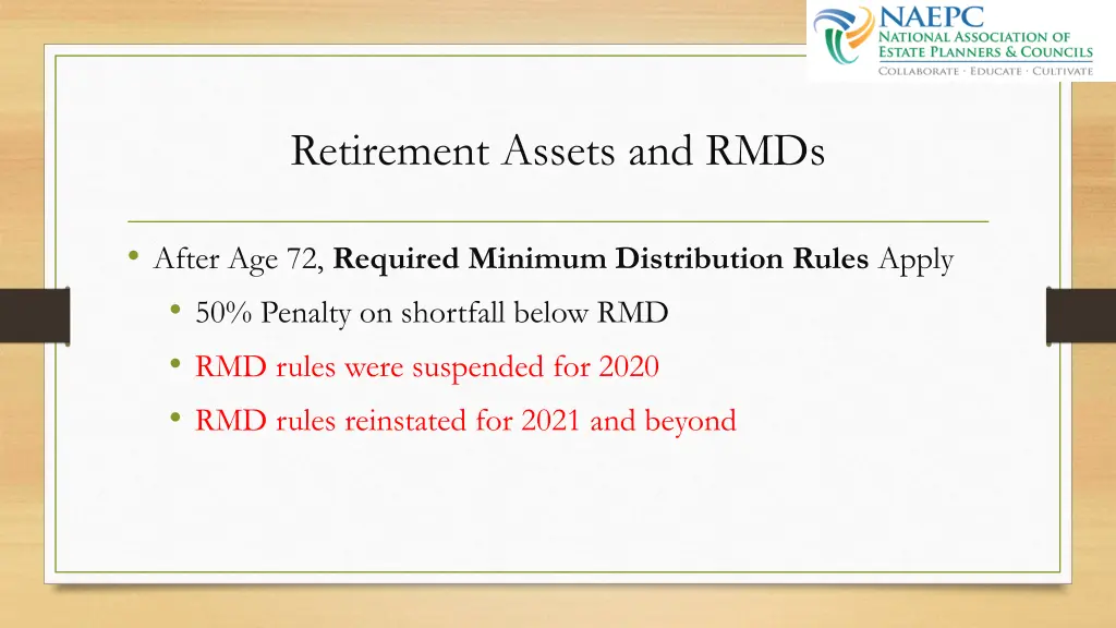 retirement assets and rmds