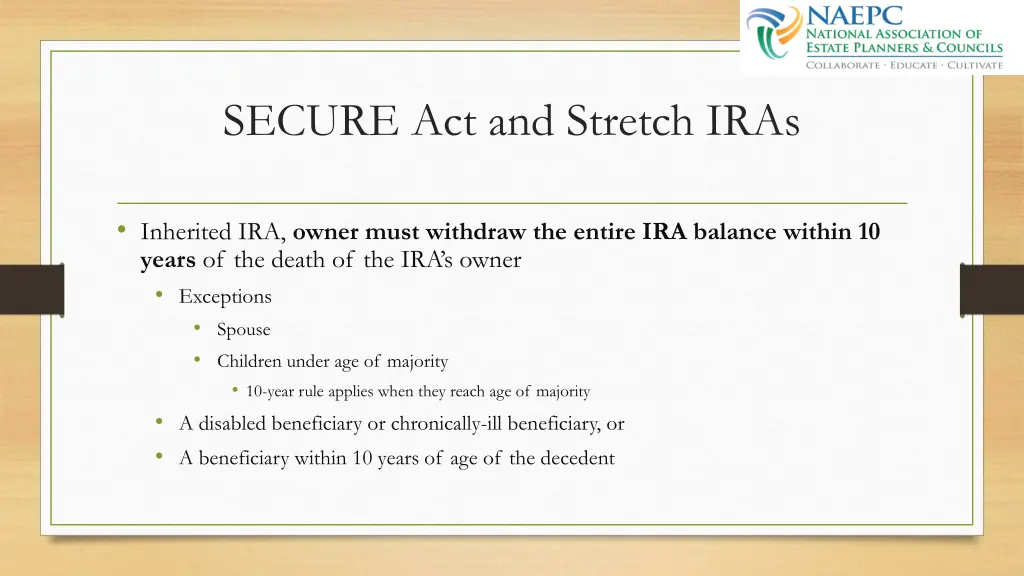 secure act and stretch iras