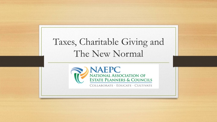 taxes charitable giving and the new normal