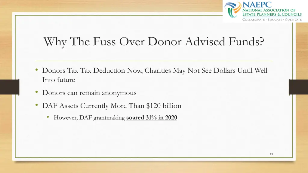 why the fuss over donor advised funds