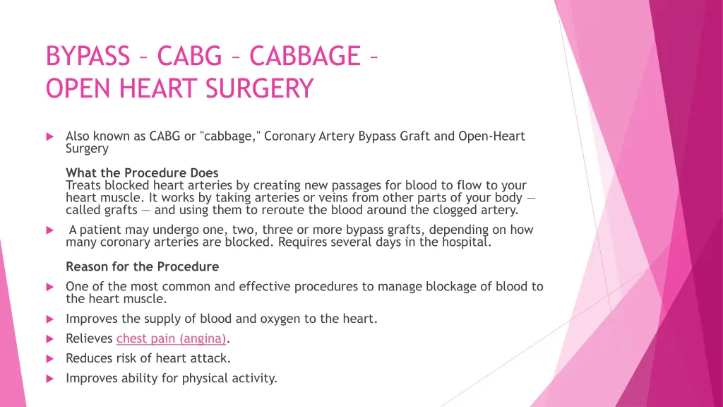 bypass cabg cabbage open heart surgery