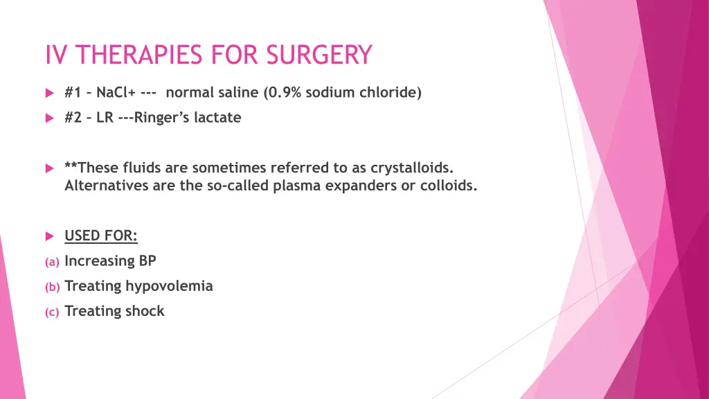 iv therapies for surgery