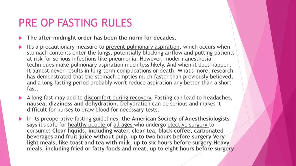 pre op fasting rules