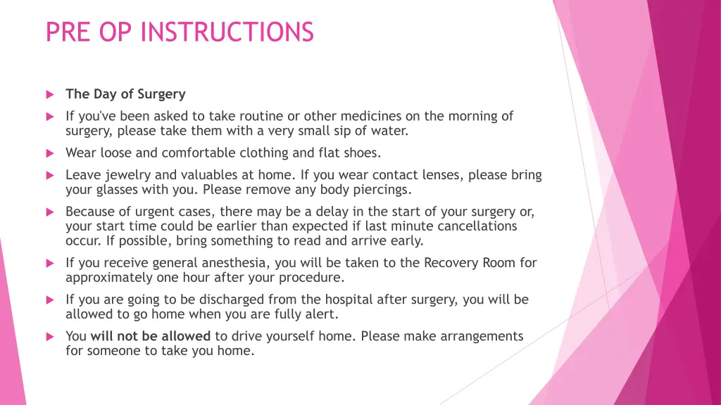 pre op instructions 1