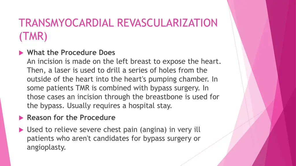 transmyocardial revascularization tmr