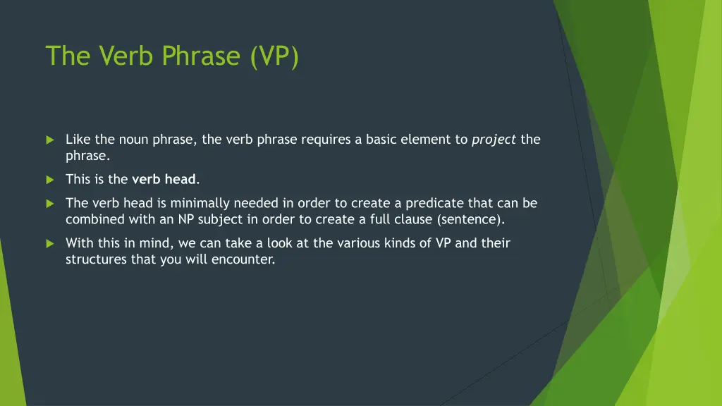 the verb phrase vp