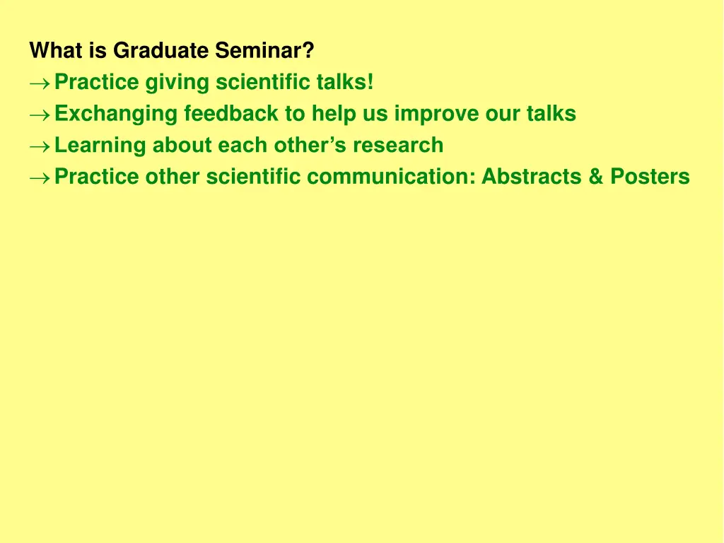 what is graduate seminar practice giving