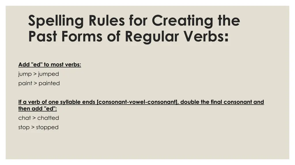 spelling rules for creating the past forms