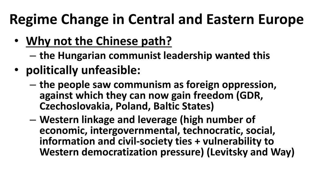 regime change in central and eastern europe