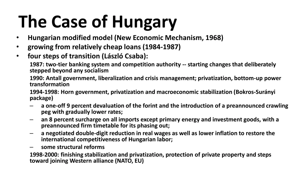 the case of hungary hungarian modified model