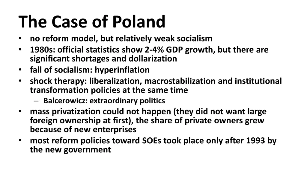 the case of poland no reform model but relatively