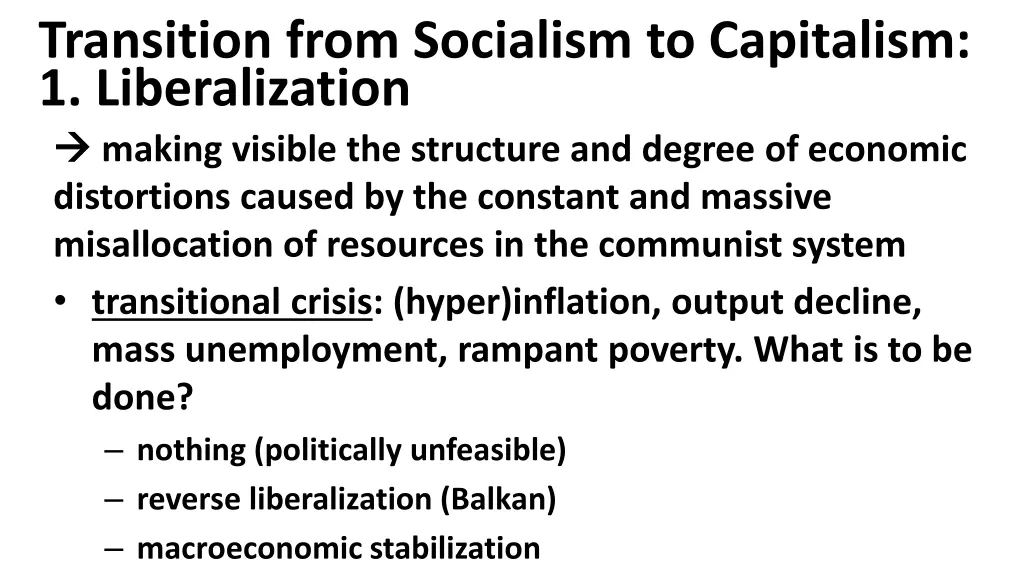 transition from socialism to capitalism 1