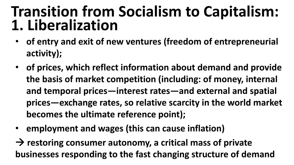 transition from socialism to capitalism