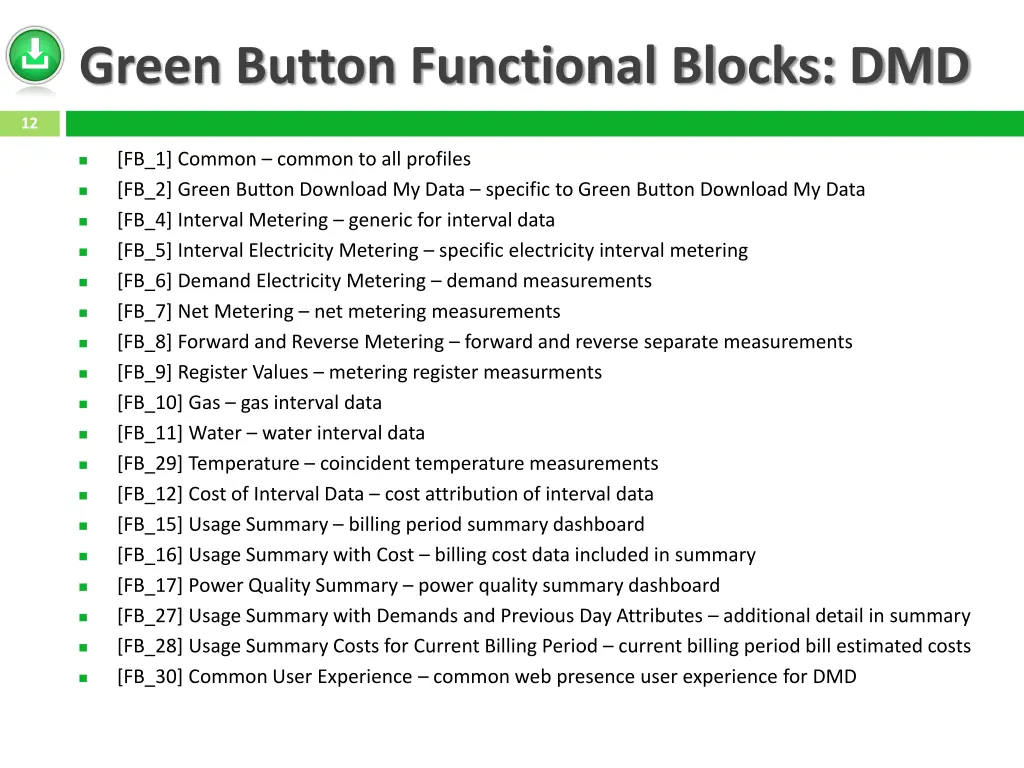 green button functional blocks dmd