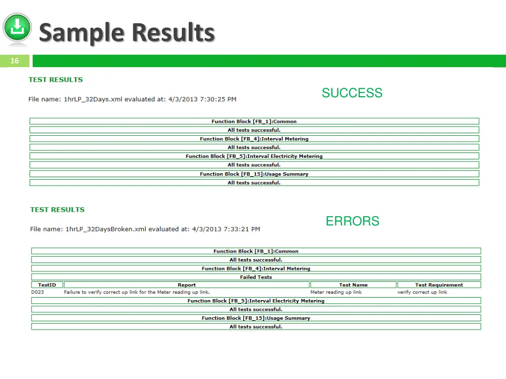 sample results