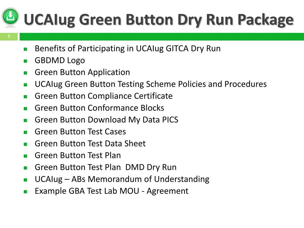 ucaiug green button dry run package