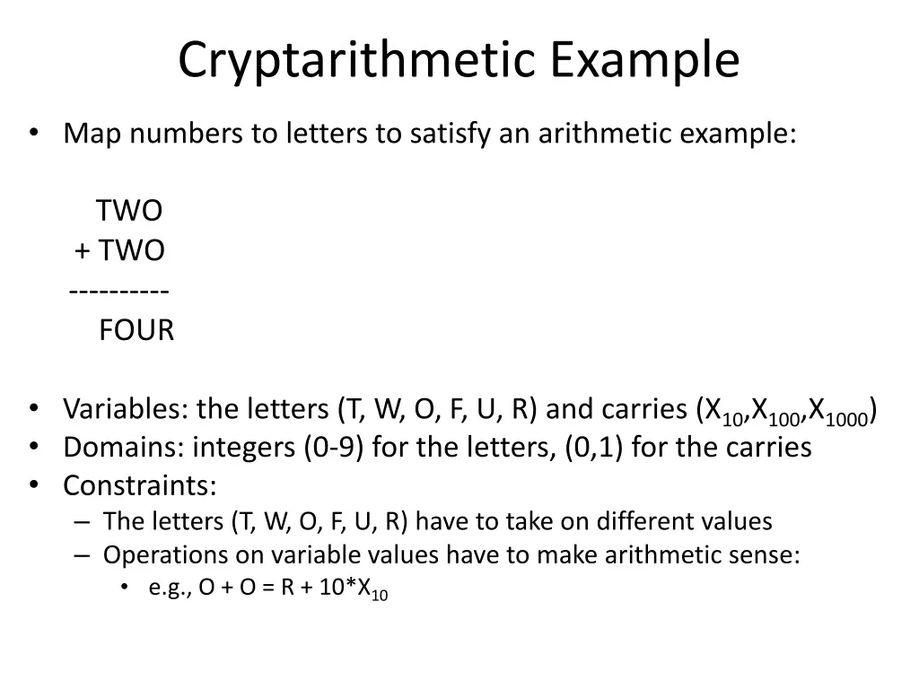 cryptarithmetic example