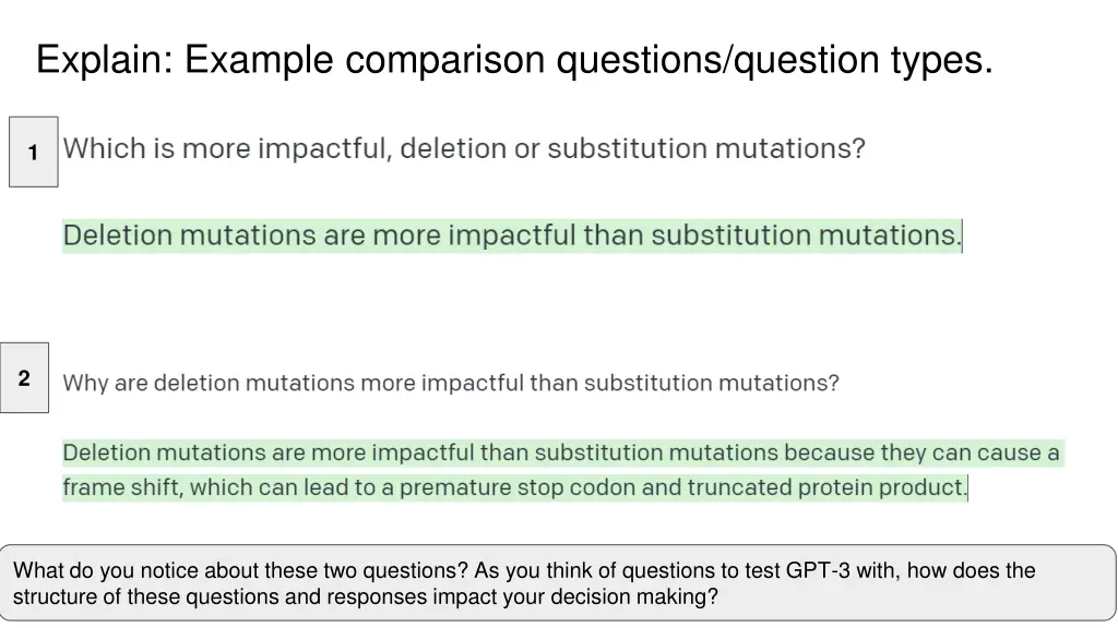 explain example comparison questions question