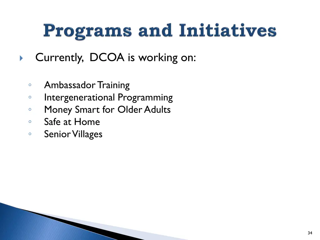 currently dcoa is working on