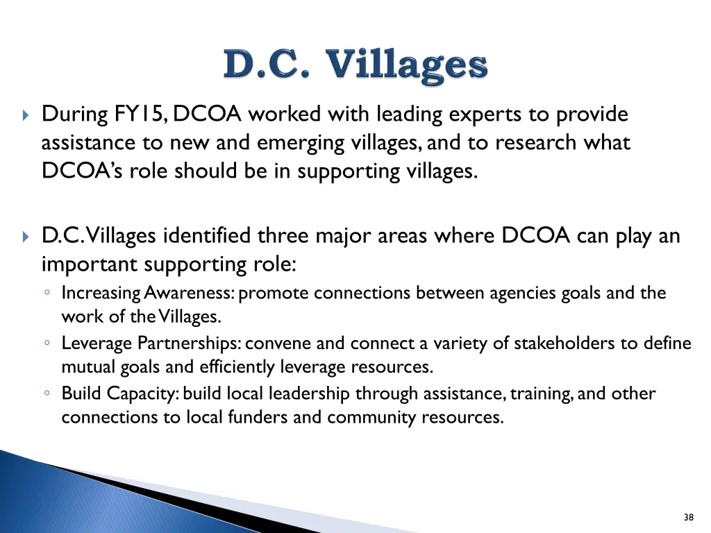 during fy15 dcoa worked with leading experts