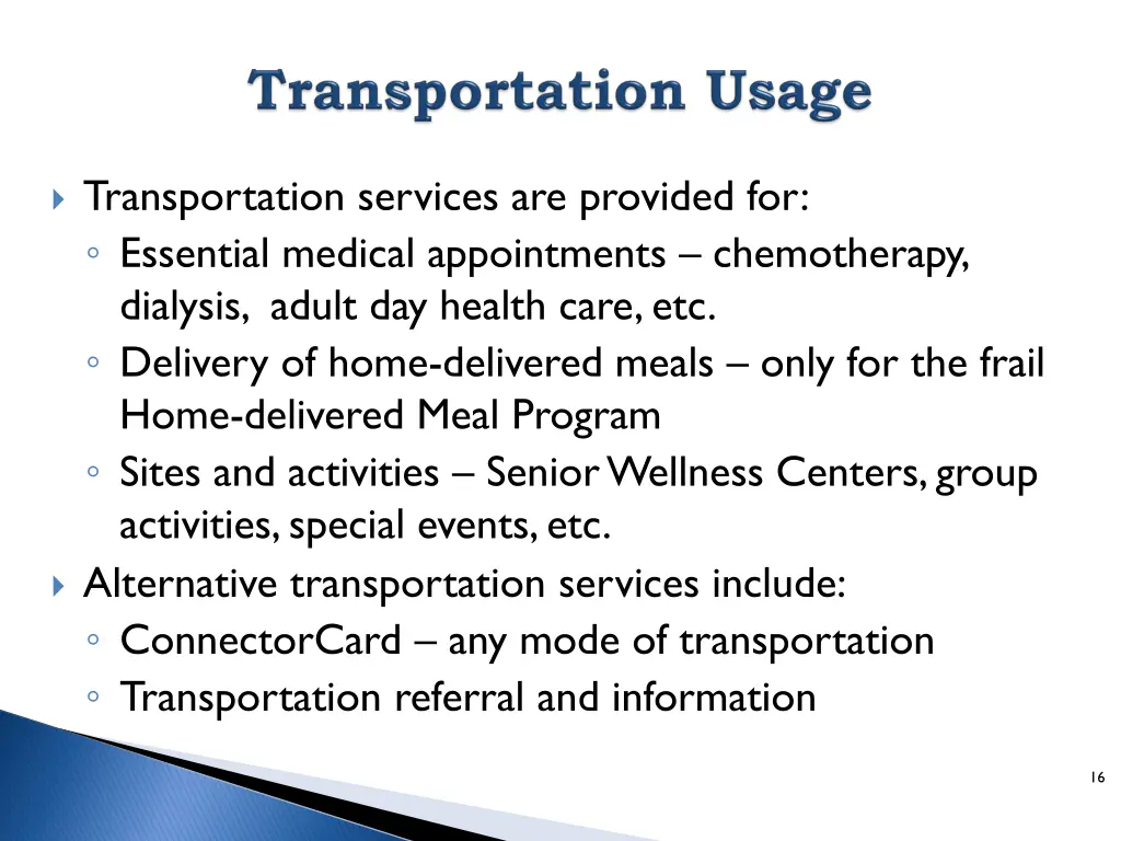 transportation services are provided