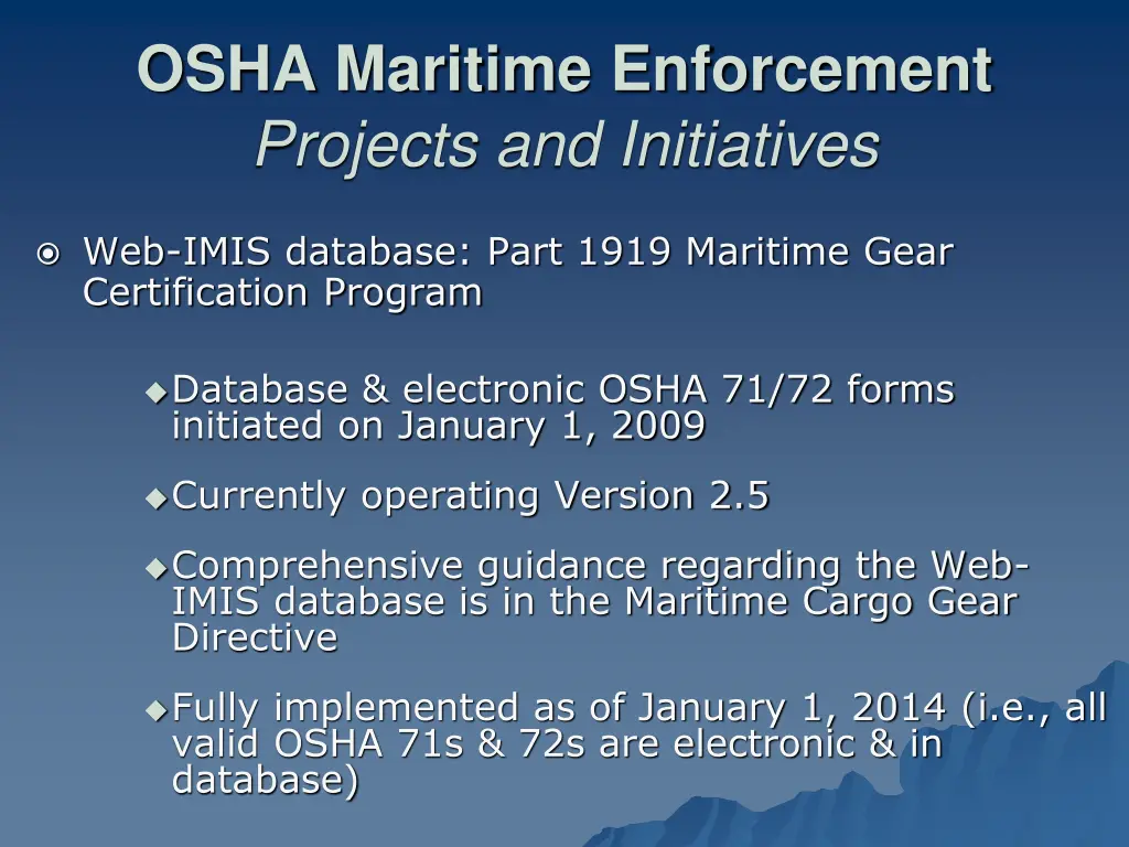 osha maritime enforcement projects and initiatives 1