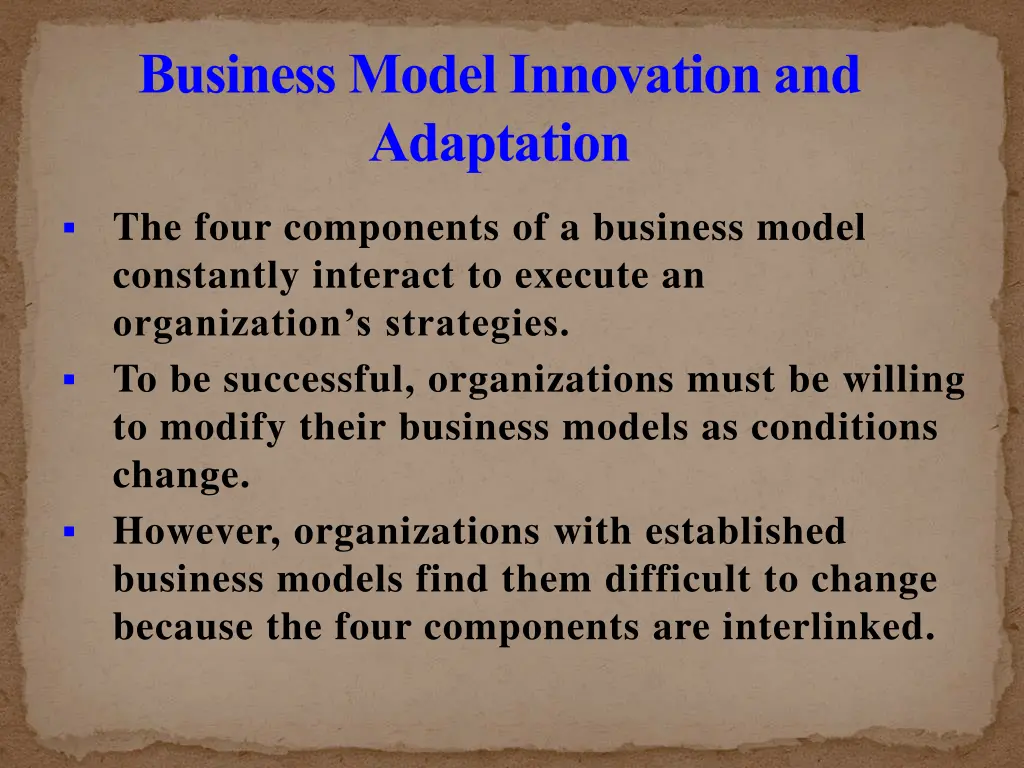 business model innovation and adaptation