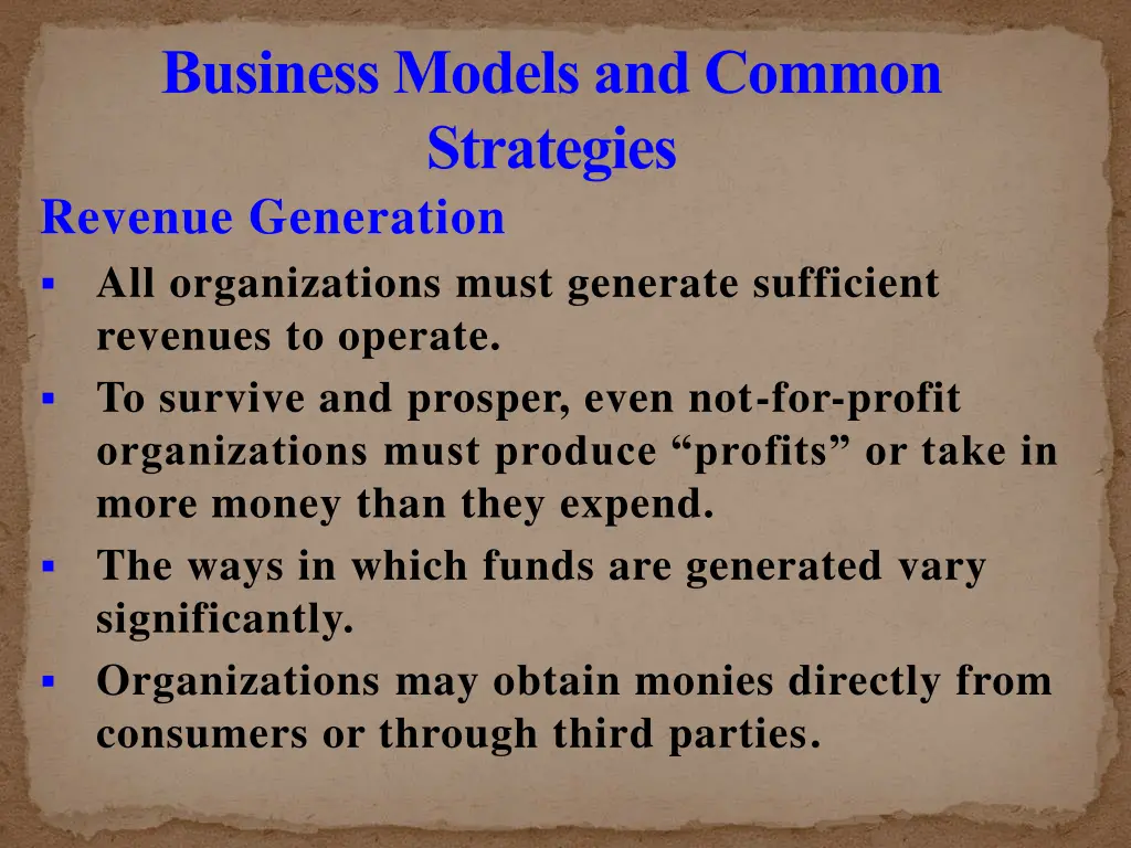 business models and common strategies 27