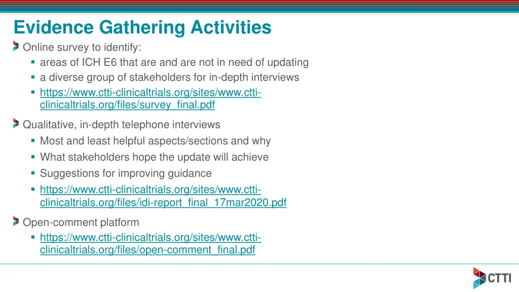 evidence gathering activities online survey