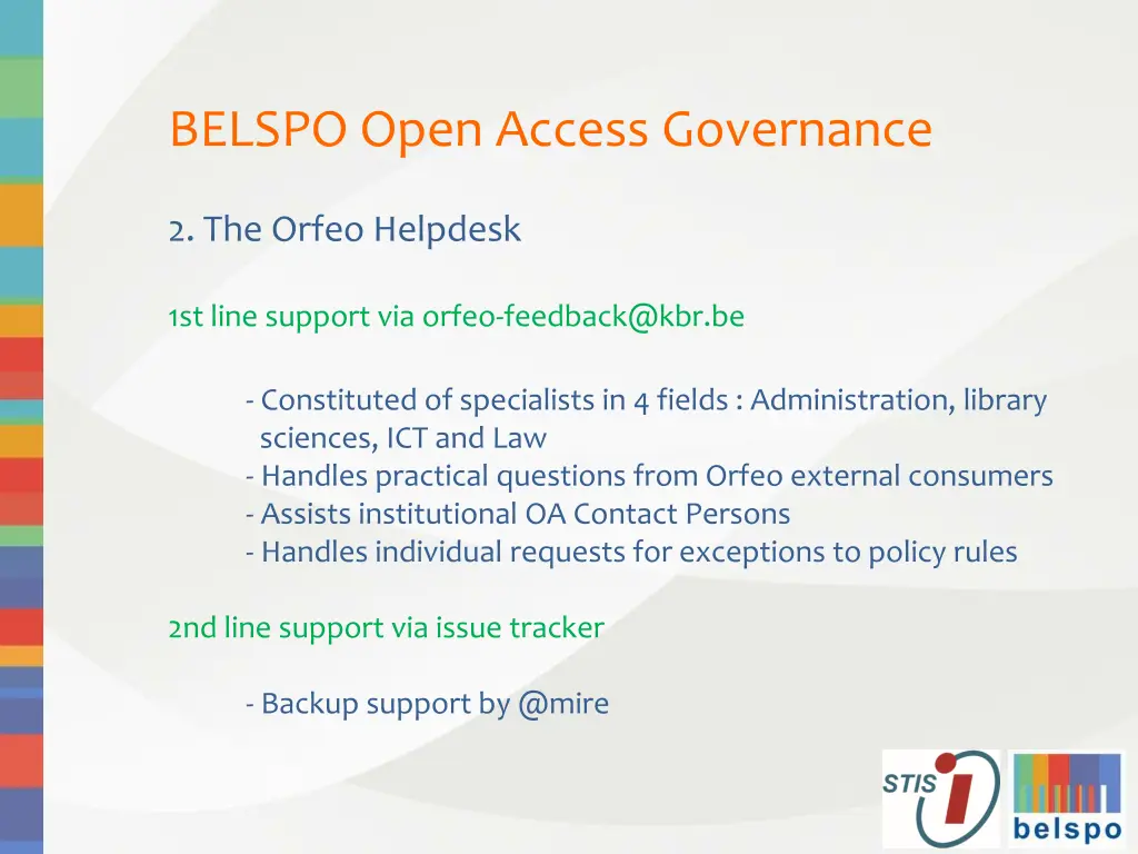 belspo open access governance 2