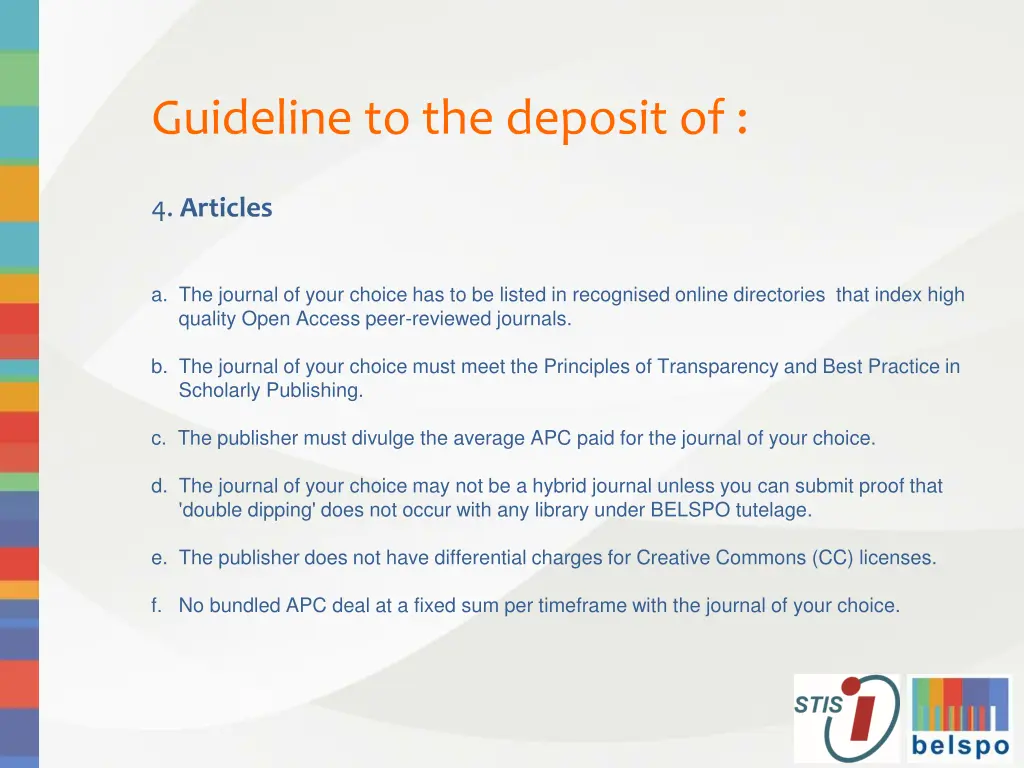 guideline to the deposit of 17