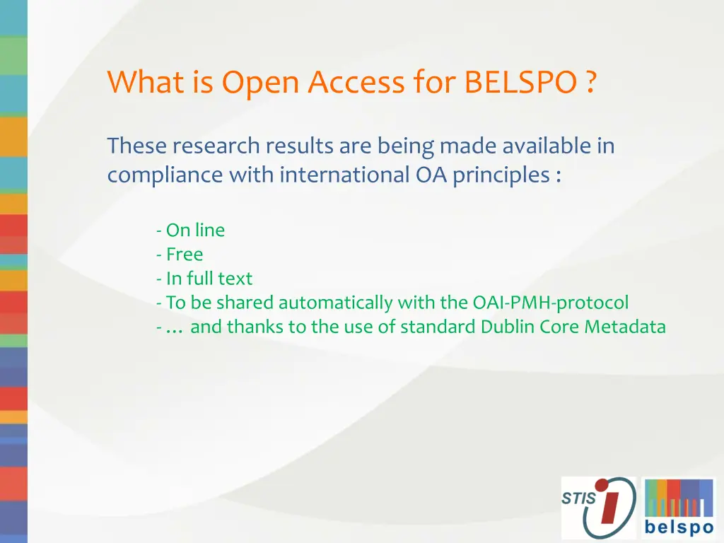 what is open access for belspo 1