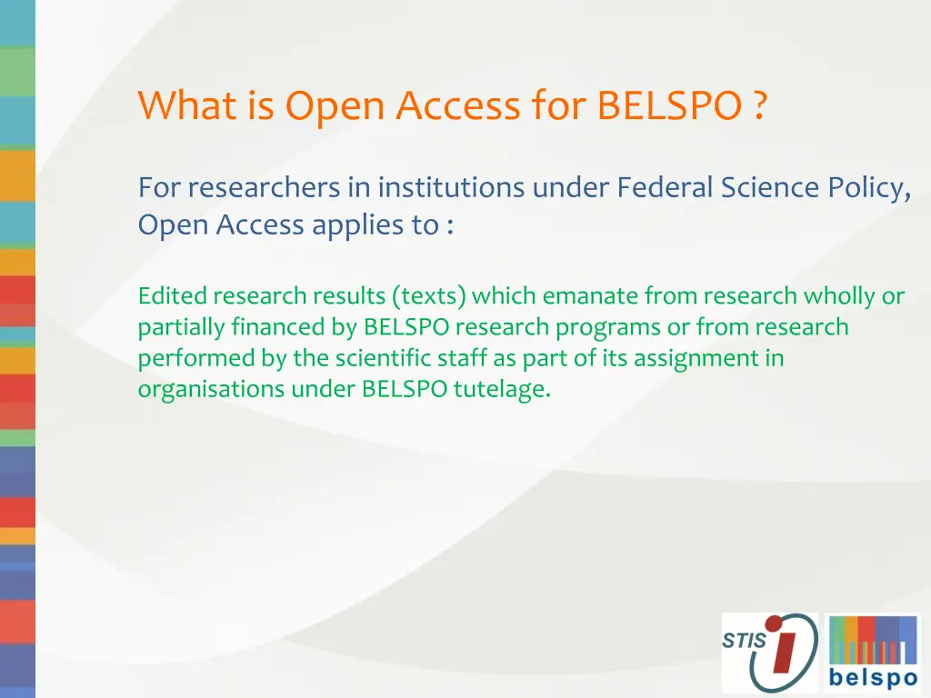 what is open access for belspo