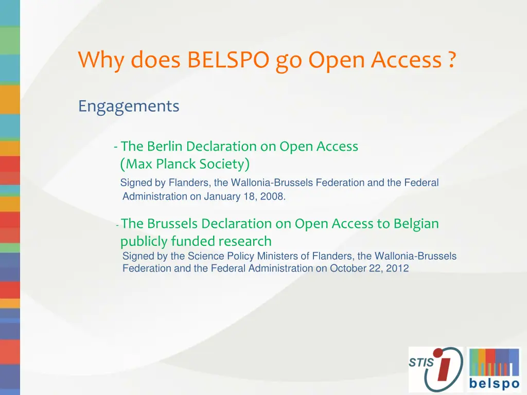 why does belspo go open access 1