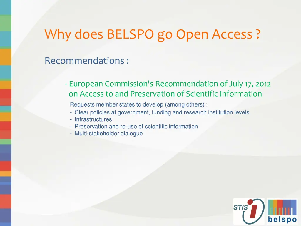 why does belspo go open access 2