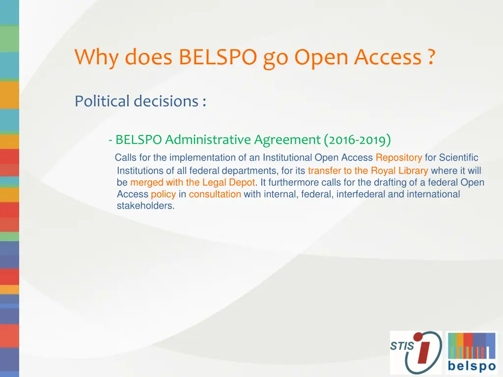 why does belspo go open access 3