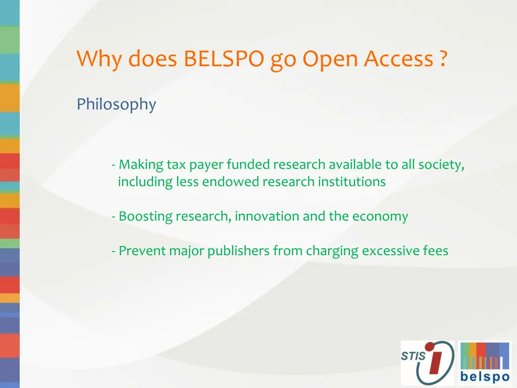 why does belspo go open access