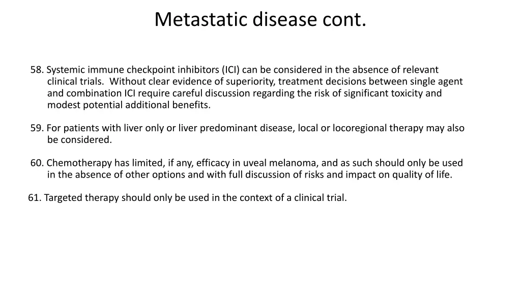 metastatic disease cont