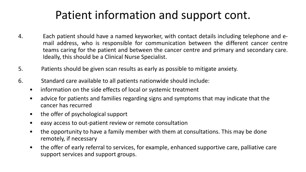 patient information and support cont