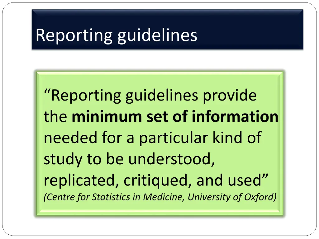 reporting guidelines