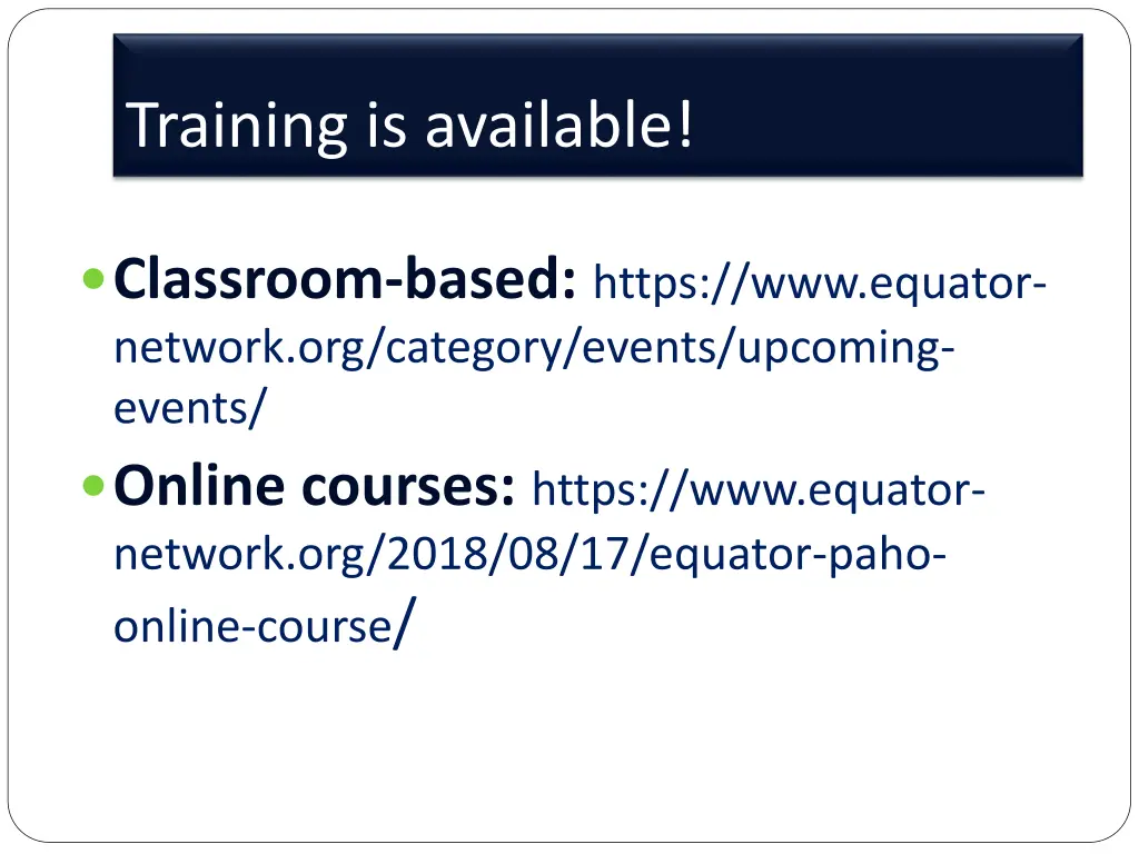 training is available