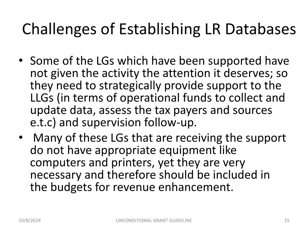 challenges of establishing lr databases