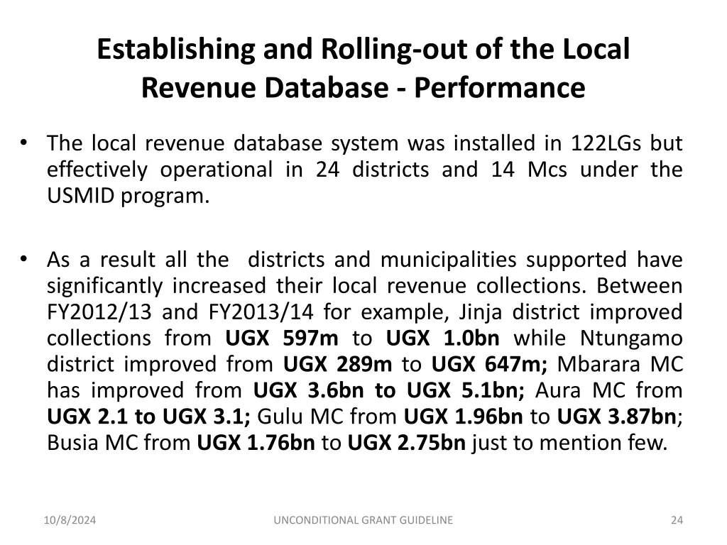 establishing and rolling out of the local revenue 1