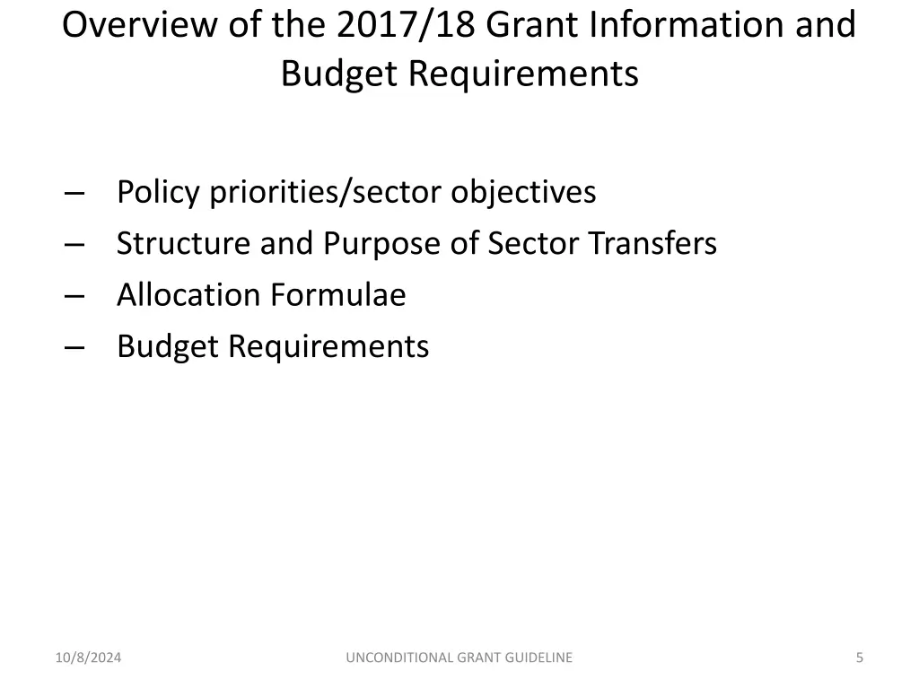 overview of the 2017 18 grant information