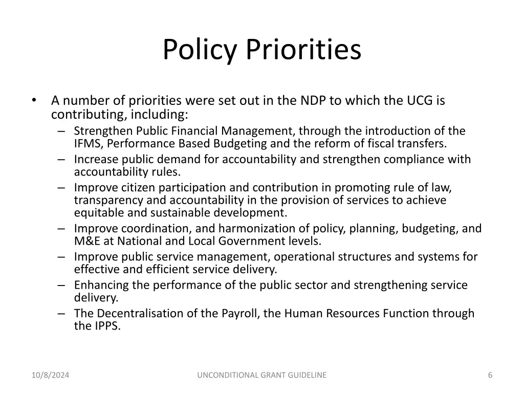 policy priorities