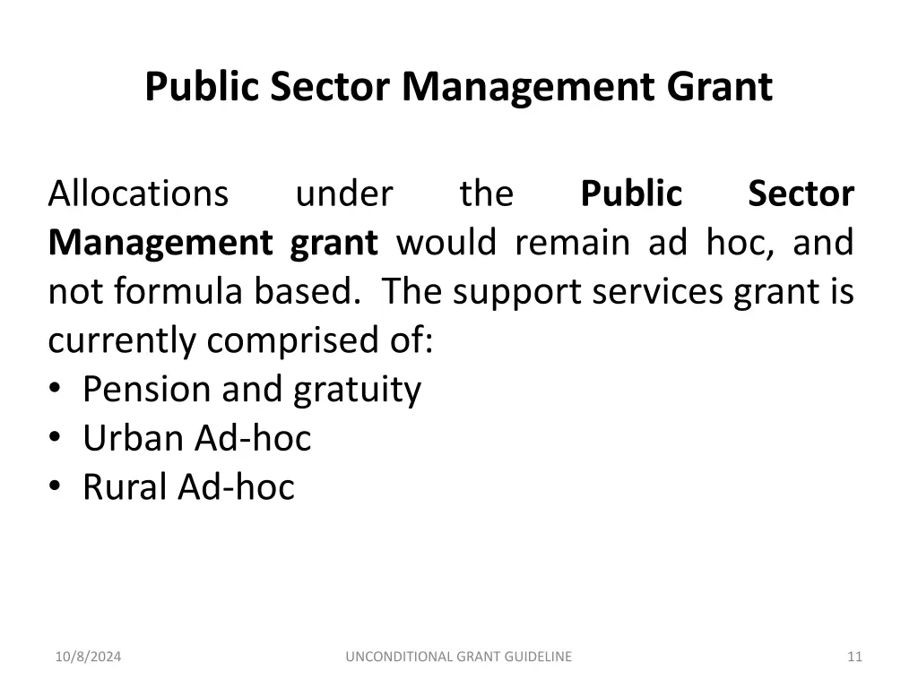 public sector management grant